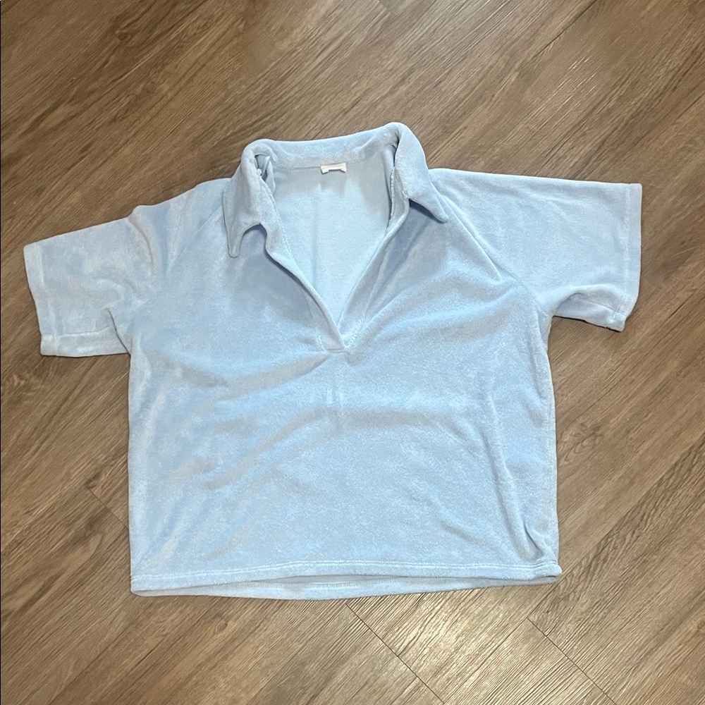 Light blue terry cloth aritzia polo
